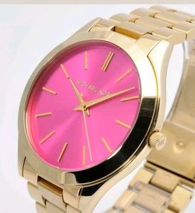 Michael kors ladies wristwatch gold with pink dial